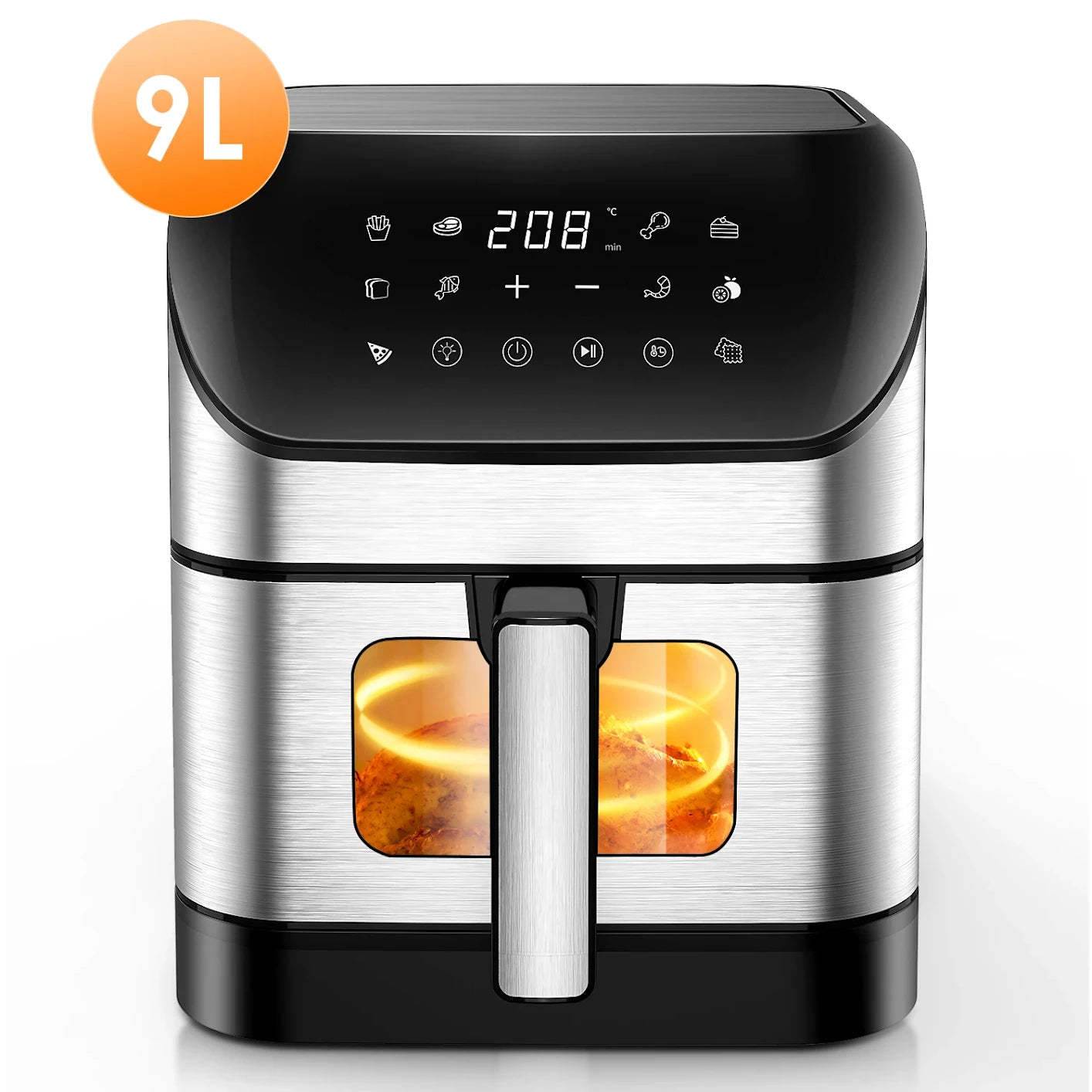 AirFryer 9L à Fenêtre Transparente – 10 Programmes, Sans Huile, Ultra Silencieux