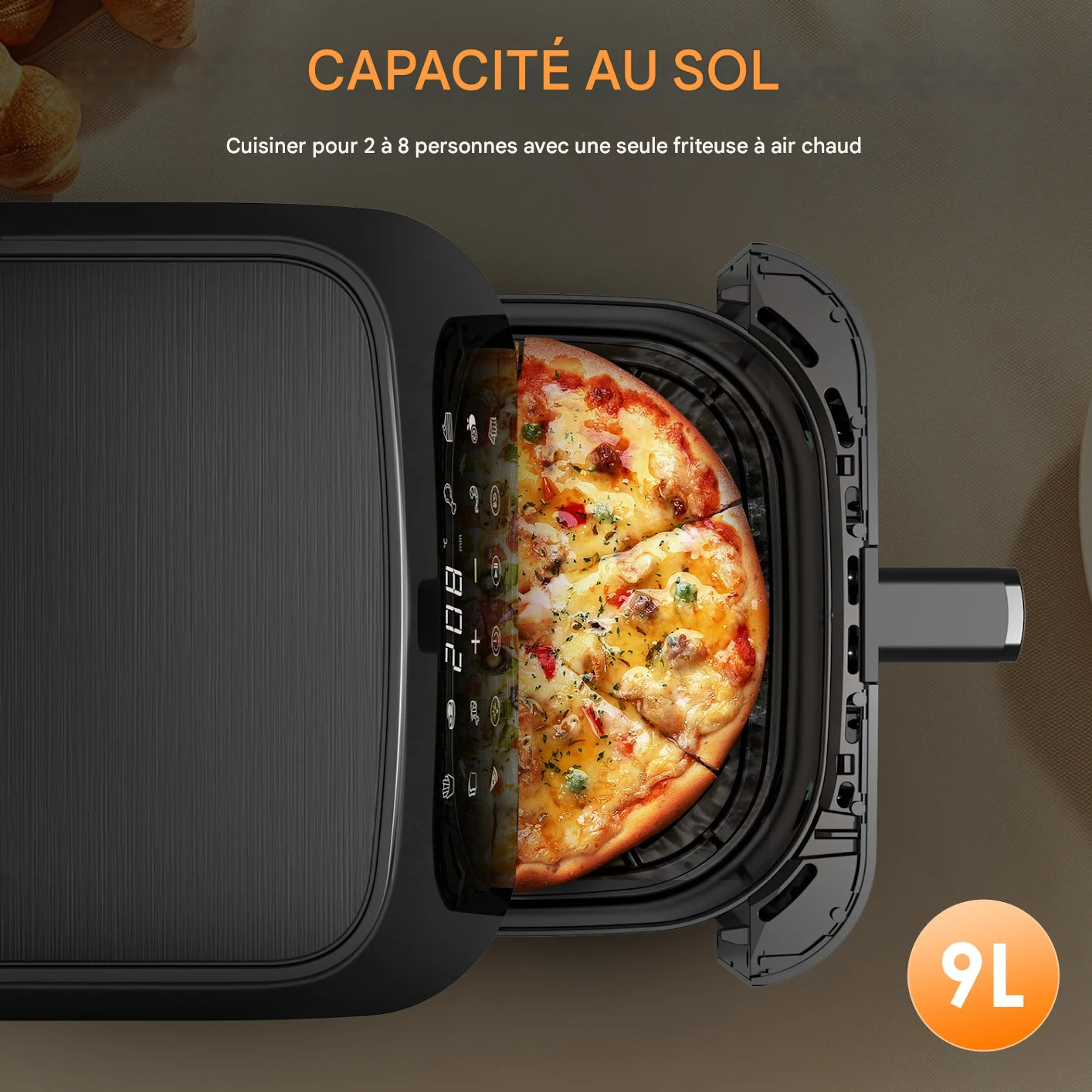 AirFryer 9L à Fenêtre Transparente – 10 Programmes, Sans Huile, Ultra Silencieux