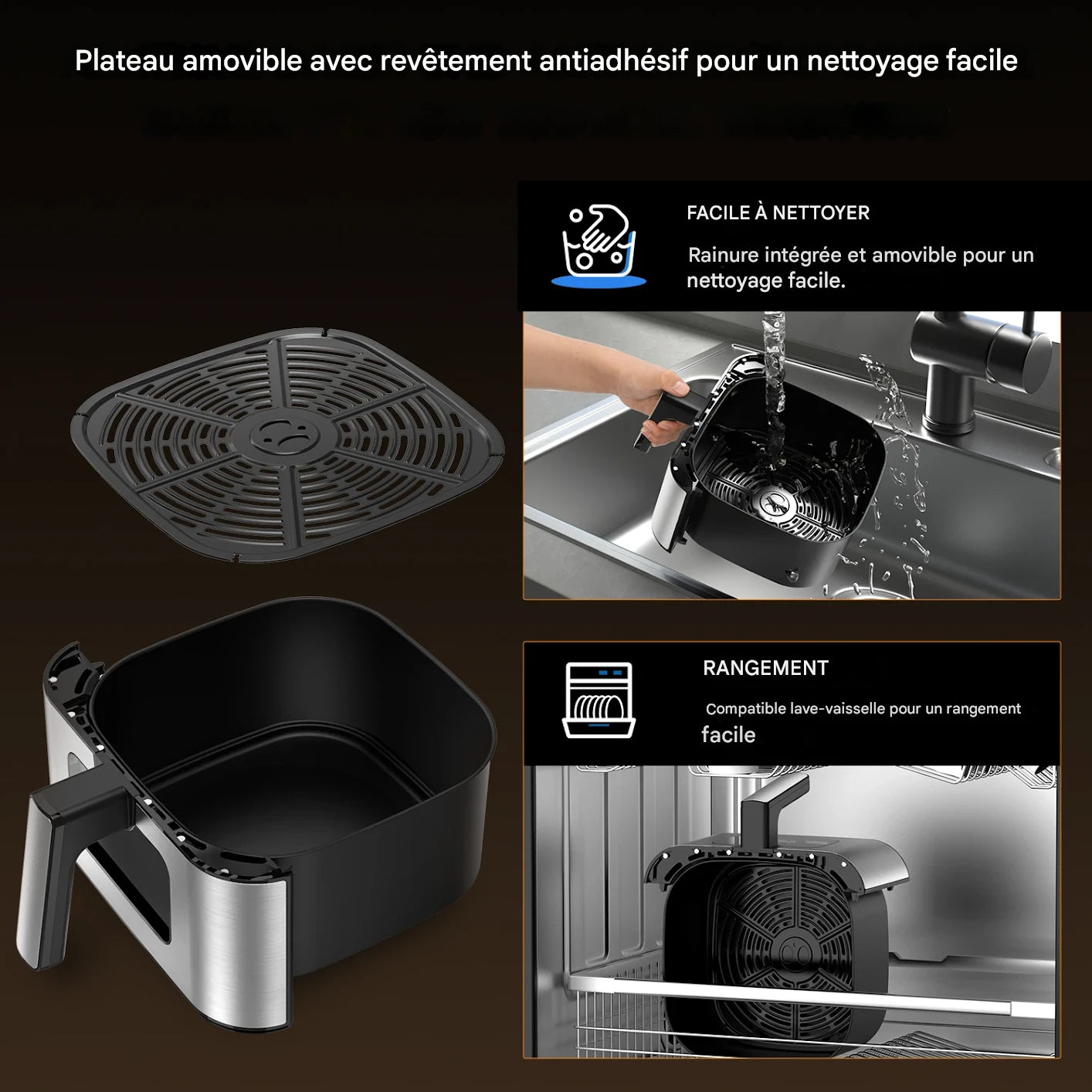 AirFryer 9L à Fenêtre Transparente – 10 Programmes, Sans Huile, Ultra Silencieux