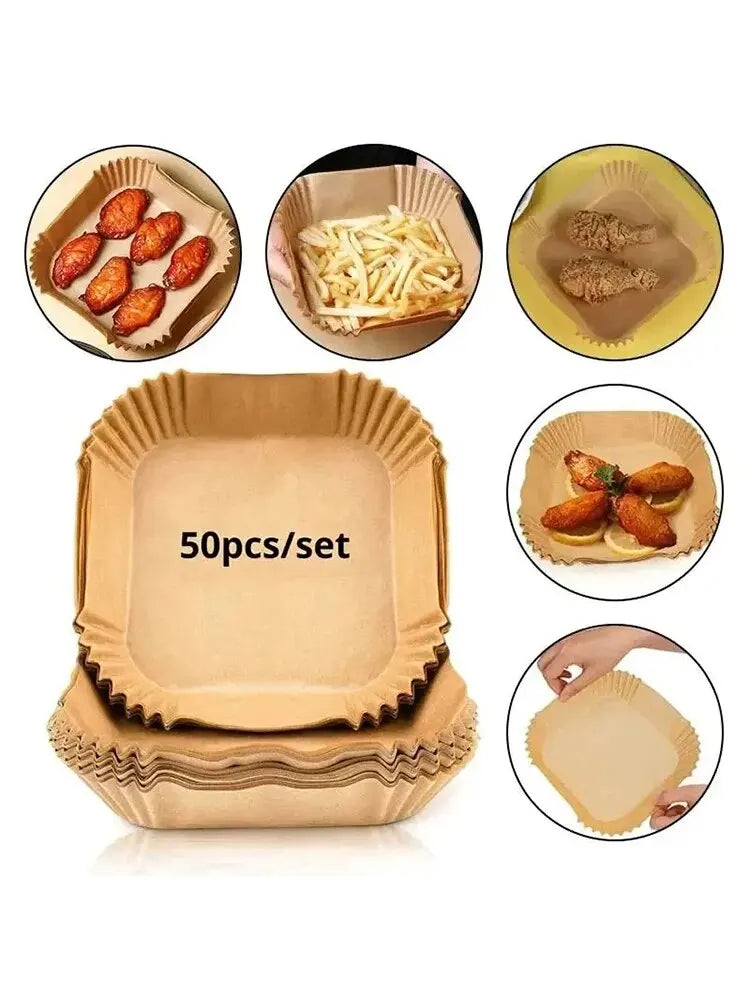 50 moules en papier cuisson antiadhésif premium pour friteuse a air