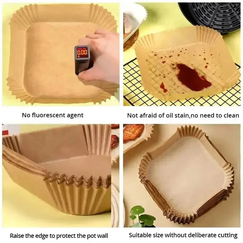 50 moules en papier cuisson antiadhésif premium pour friteuse a air